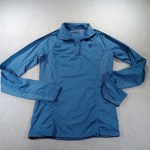 Ariat Tops - Ariat Womens Cold Series 1/4 Zip Blue XS Thumbhole Performance Top